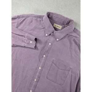 L.L. Bean Mens Large Vintage Purple Cotton Button Down LS Shirt Made in USA